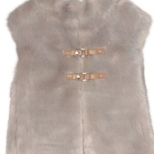 Little Girls Sz 5 Mayoral Neutral Faux Fur Vest with Toggle Straps - Taupe